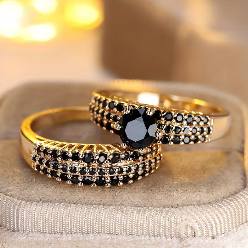 Black Stone Claw Ring Set