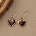Vintage Elegant Red Drop Heart Earrings