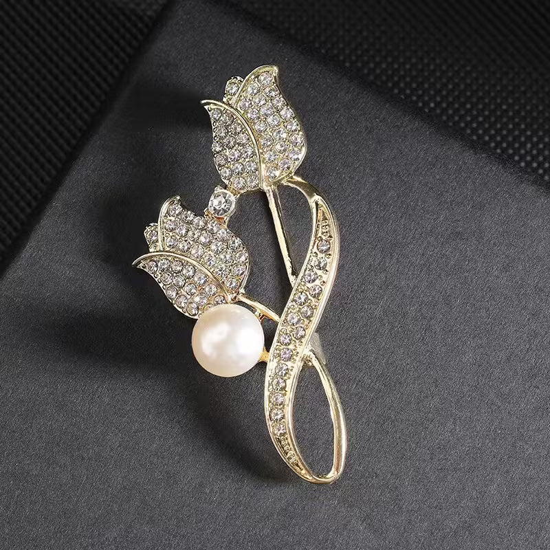 Tulip-Shaped Zirconia Brooches