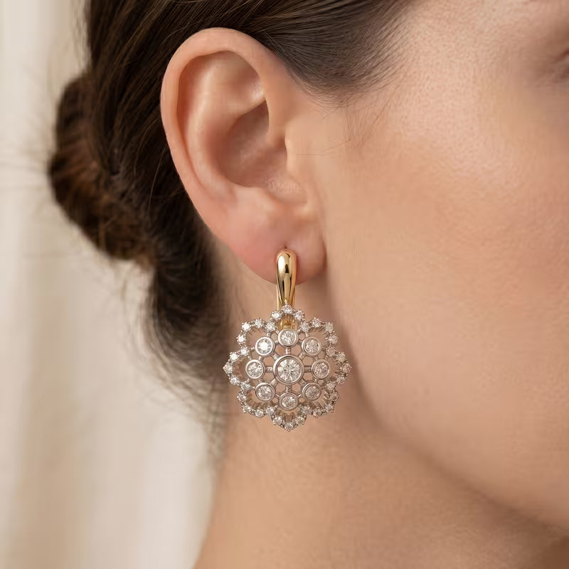 Luxurious And Stylish Snowflake Zirconia Design Jewelry Set