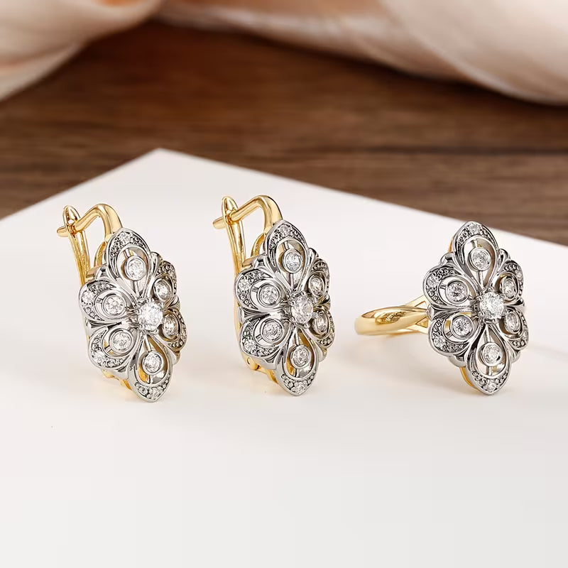 Sparkling  Zirconia Earrings and Ring Set