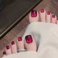 96pcs Multicolor Cat Eye Short Square Press-On Toe Nails