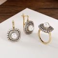 Pearl Inlaid Bicolor Zirconia Jewelry Set