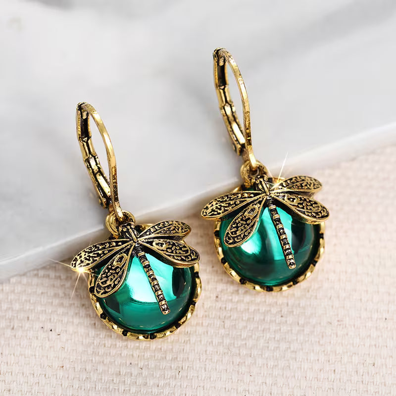 Vintage Boho Dragonfly Dangle Earrings