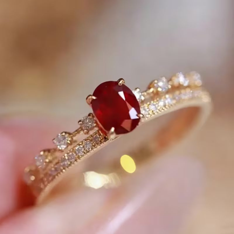 Elegant Red Zirconia Ring