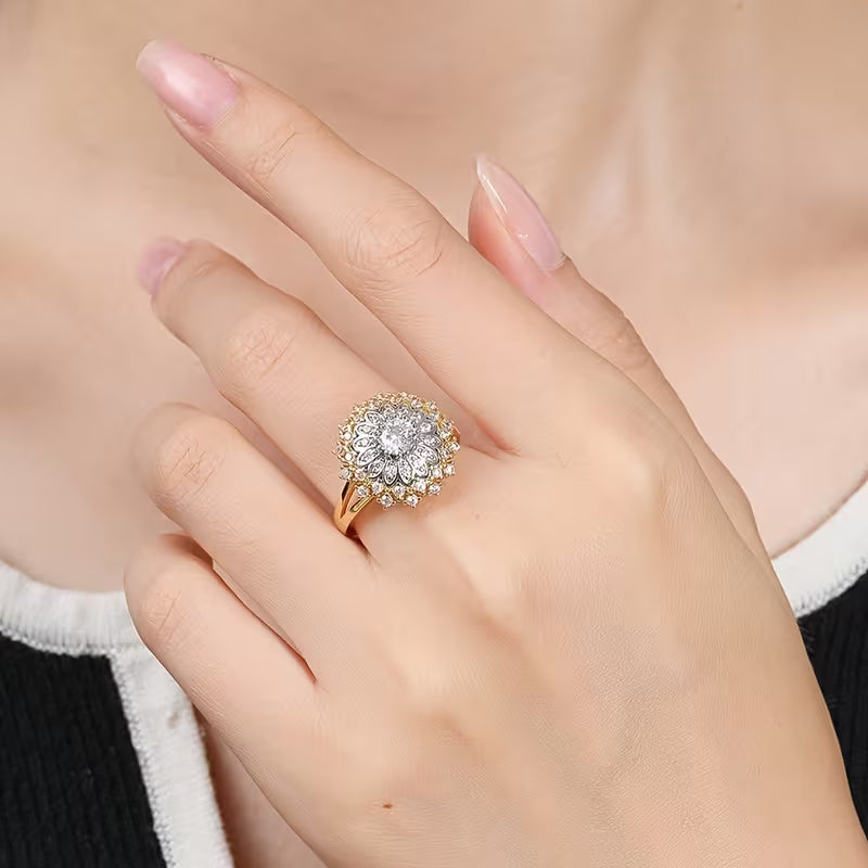 Luxurious And Stylish Sunflower Zirconia Design Jewelry Set