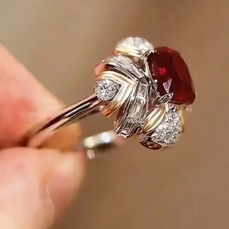 Red Bicolor Red Zirconia Ring