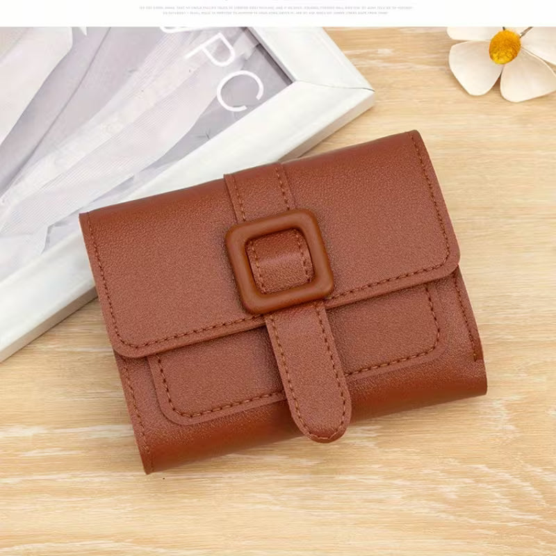 Short Solid Color Card Bag and Wallet