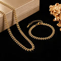 18K Gold Plated Wheat Chain Necklace &amp; Bracelet Set
