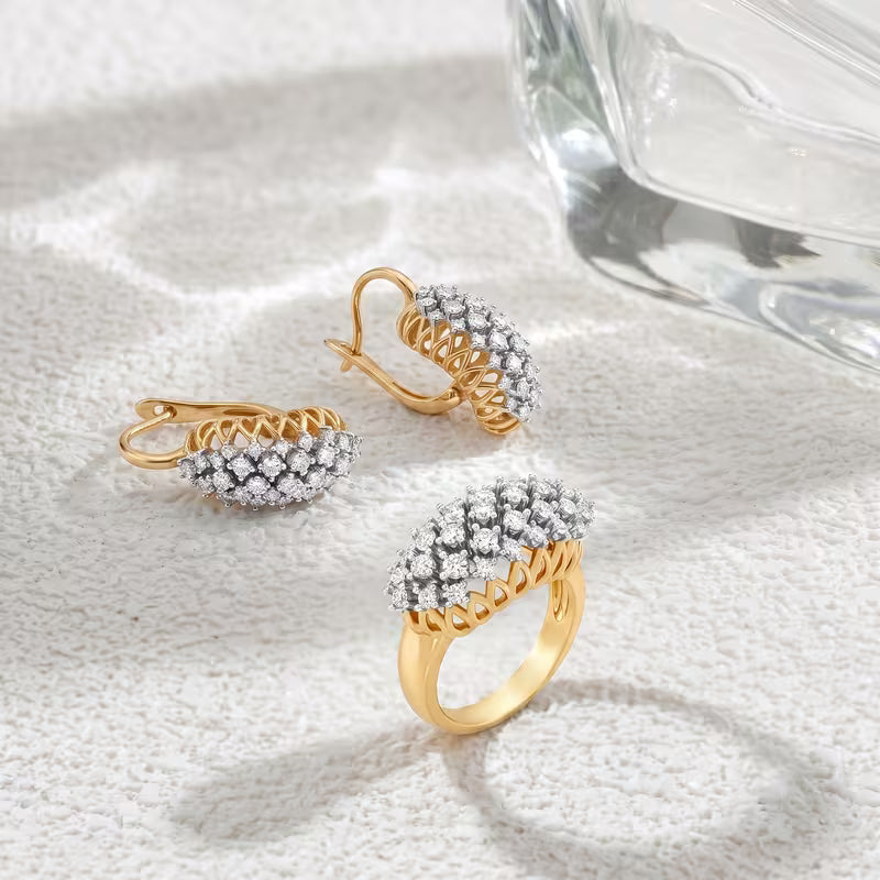 Sparkling  Zirconia Earrings and Ring Set