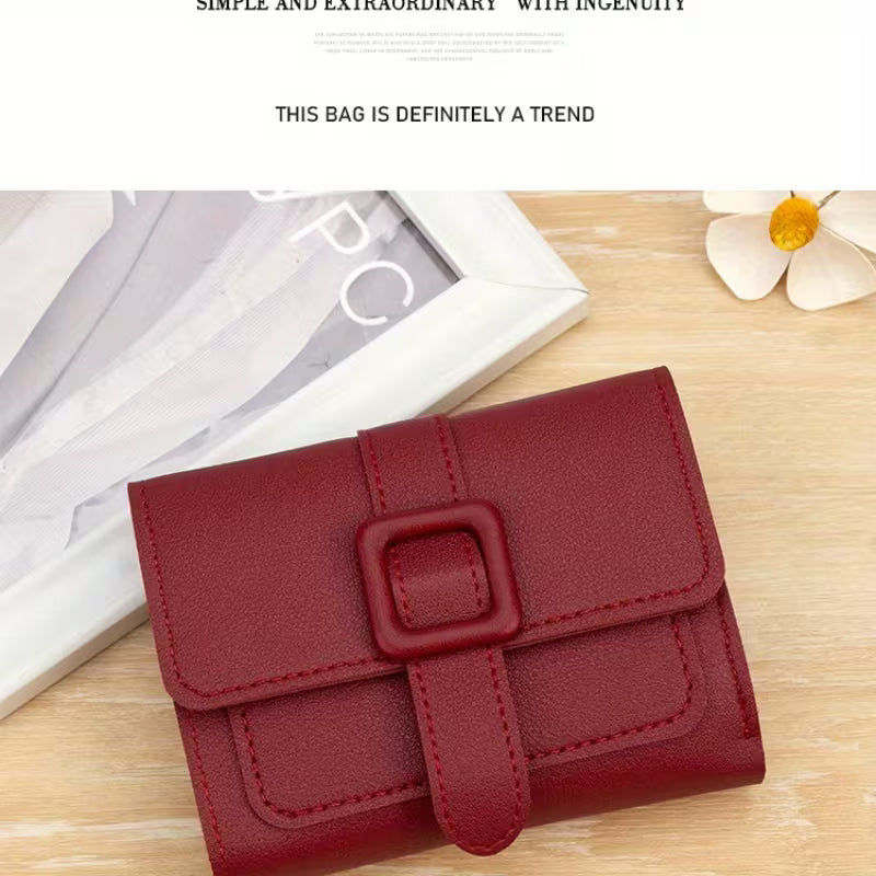 Short Solid Color Card Bag and Wallet