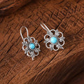 Vintage Creative Hollow-out Petal Inlaid Turquoise Earrings