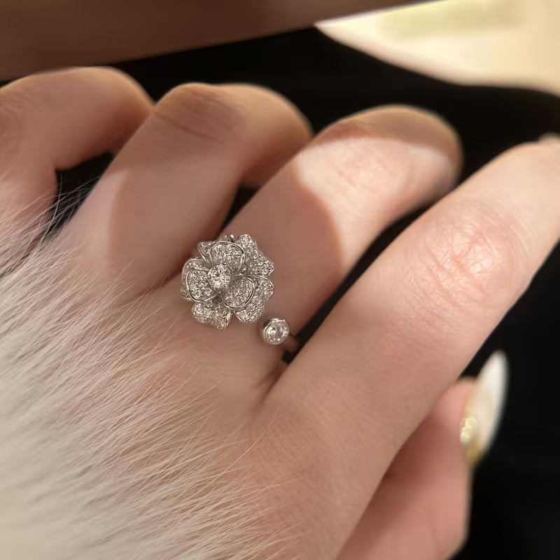 Adjustable Zirconia Flower Ring