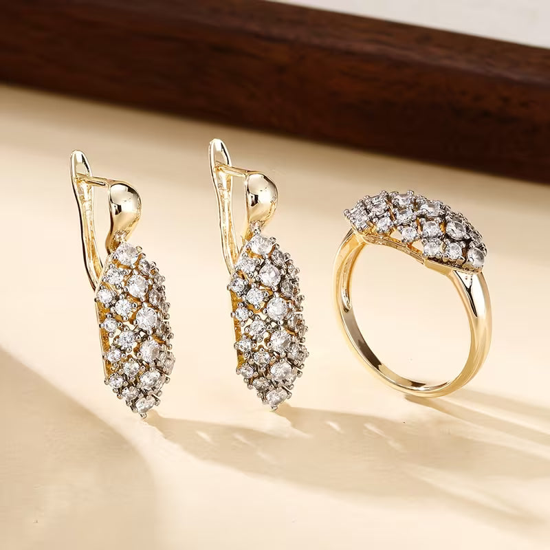 Sparkling  Zirconia Earrings and Ring Set
