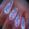 Sparkling Butterfly Glossy Nails