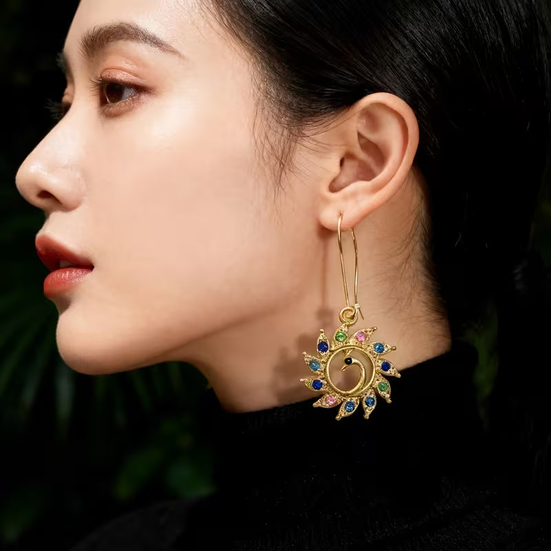 Vintage Elegant Peacock-Shaped Earrings