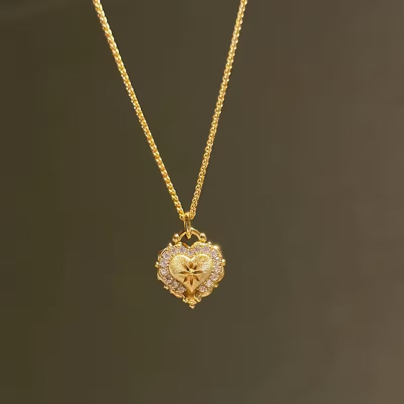 Romantic Brushed Heart Pendant Necklace