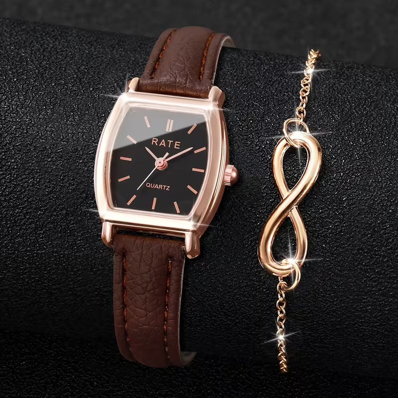Elegant Barrel-Shaped Dial Exquisite Trendy Quartz Watch