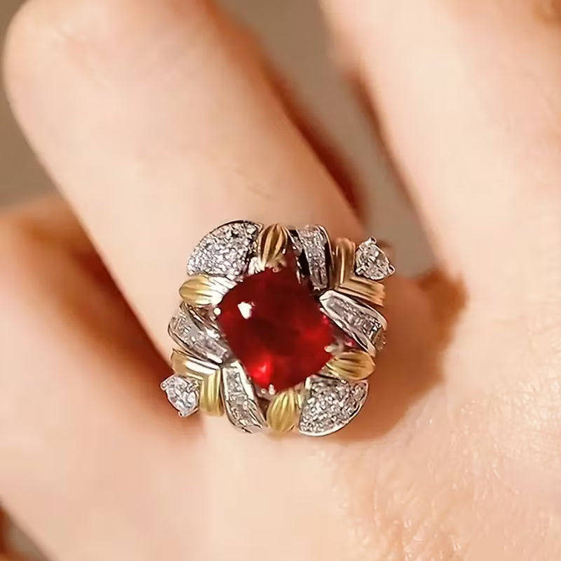 Red Bicolor Red Zirconia Ring