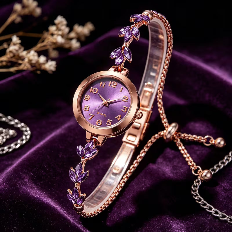 QUARTZ Vintage Round Rhinestone Women's Watch