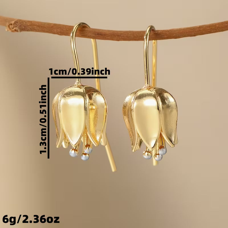 Vintage Elegant Two-Tone Bud-Shaped Earrings