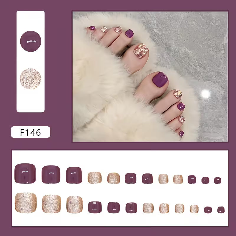 24pcs Violet Press-On Toenails