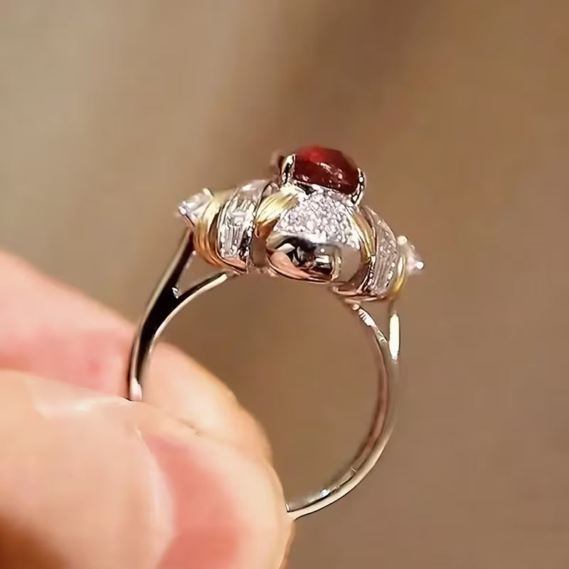Red Bicolor Red Zirconia Ring