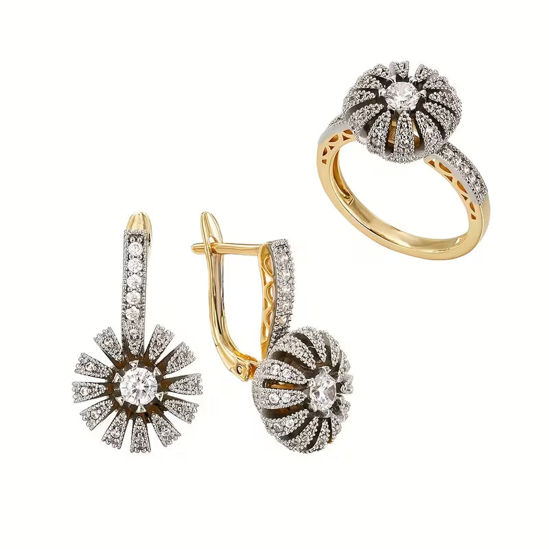 Petal Design Zirconia Jewelry Set