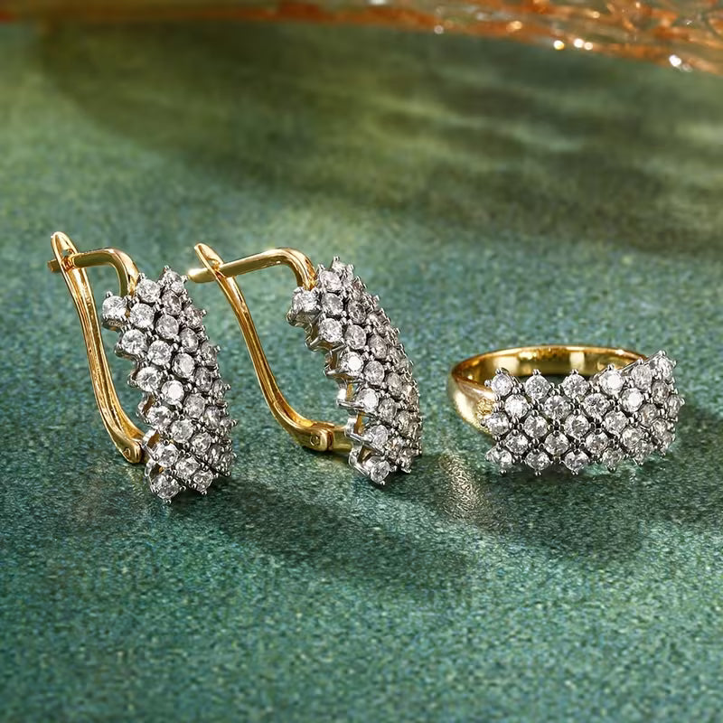 Sparkling  Zirconia Earrings and Ring Set