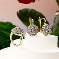 Zirconia Hollow Tapered Design Earrings and Ring Set