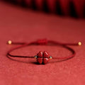Cinnabar Lucky Four-Leaf Clover Beaded Bracelet