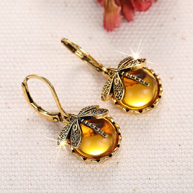 Vintage Boho Dragonfly Dangle Earrings