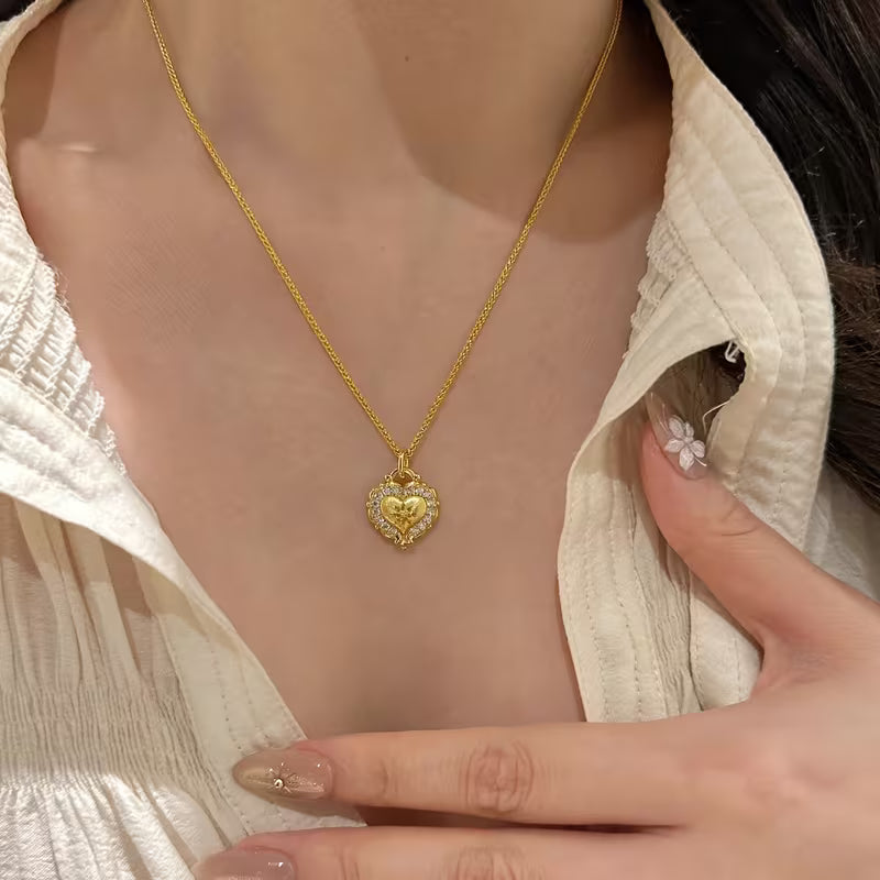 Romantic Brushed Heart Pendant Necklace