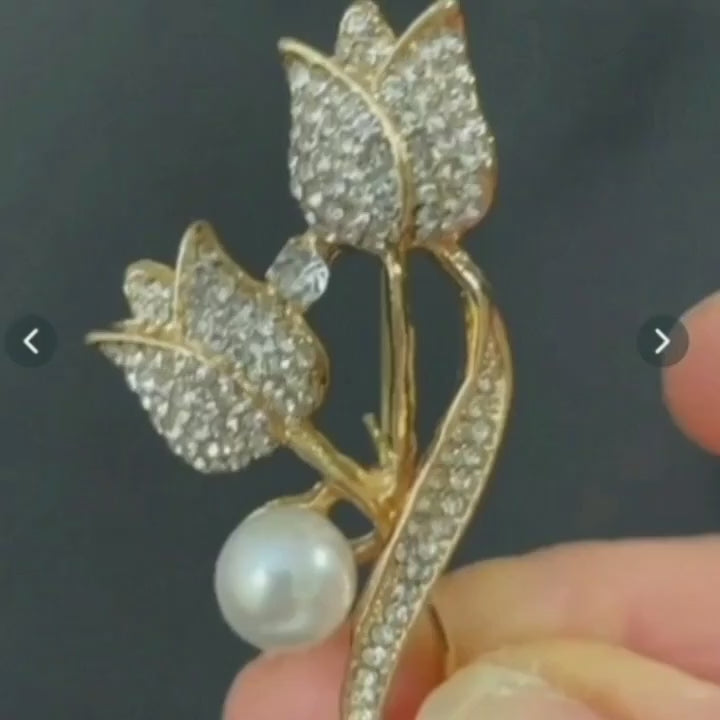 Tulip-Shaped Zirconia Brooches