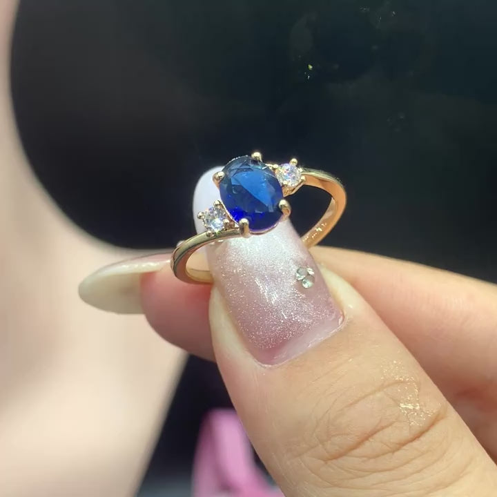 Blue Oval Zirconia Ring