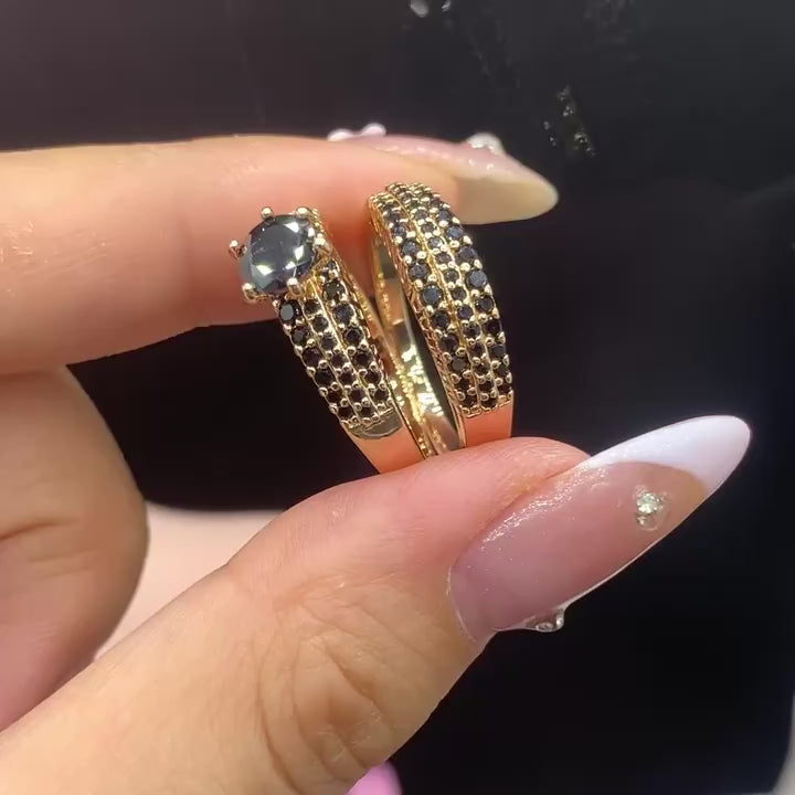 Black Stone Claw Ring Set