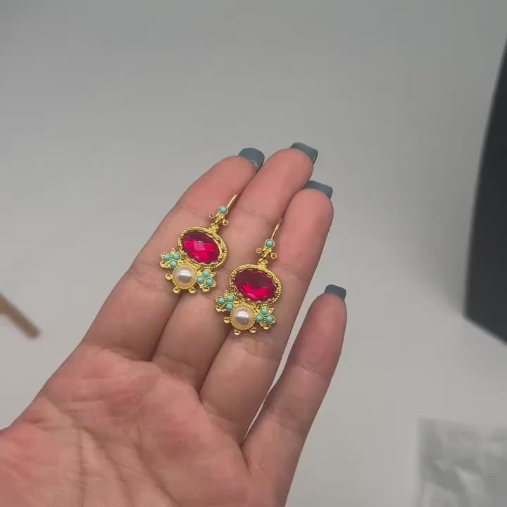 Vintage  Palace Inspired Gemstone  Earrings