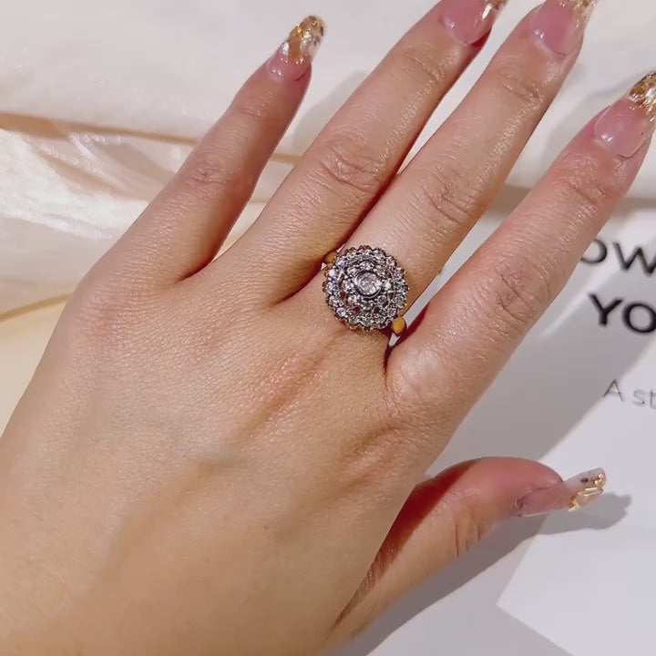 Zirconia Hollow Tapered Design Earrings and Ring Set